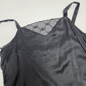 Vintage Lauren Alexandra Black Silk and Lace Camisole Top Size 12 Black Y2K Goth